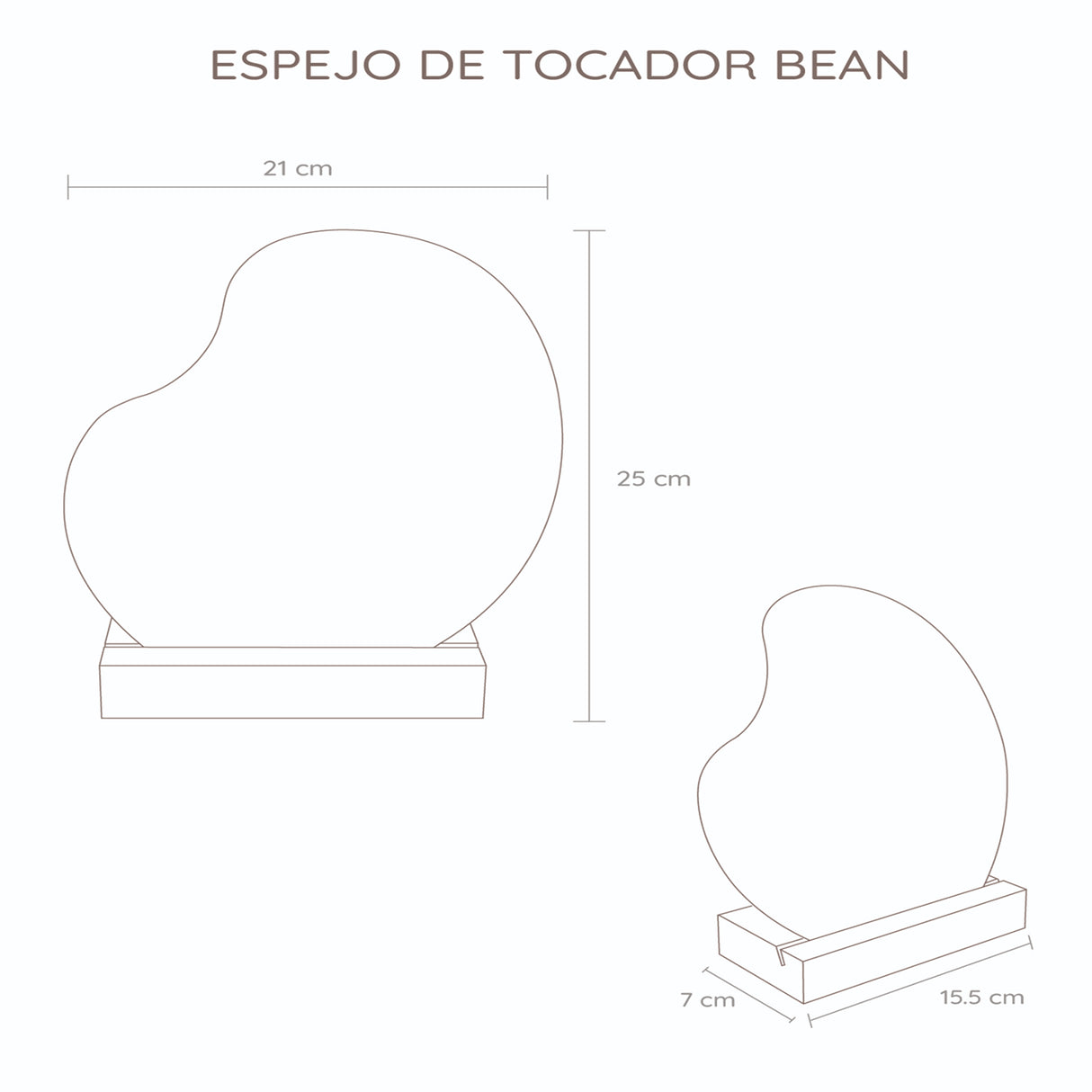 Espejo Bean 25x21cm Asimétrico Con Base En Madera - Espejos Decorativos | Bylmo