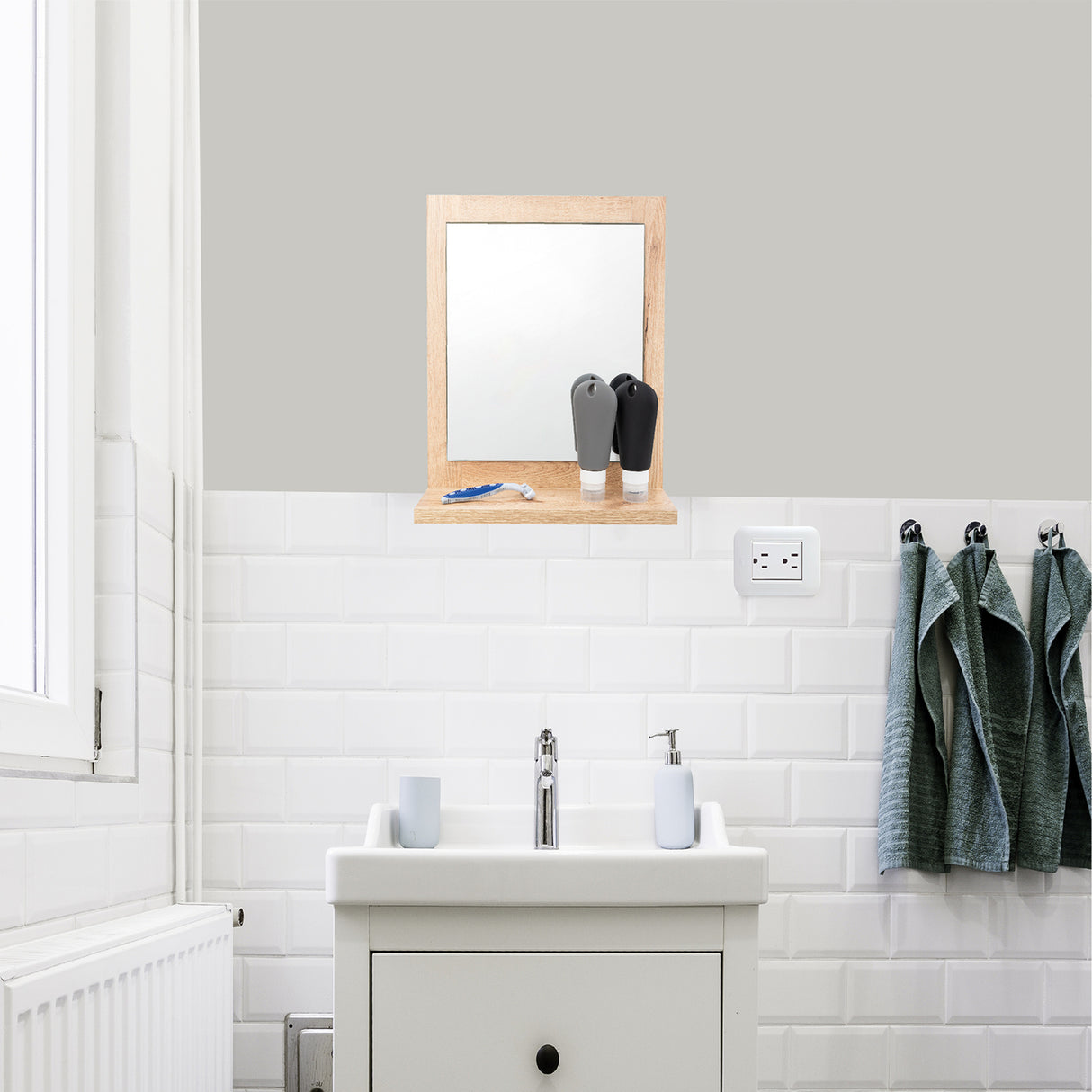 Espejo Make - Up 35x35cm Rectangular Con Marco en Madera - Espejos Decorativos | Bylmo