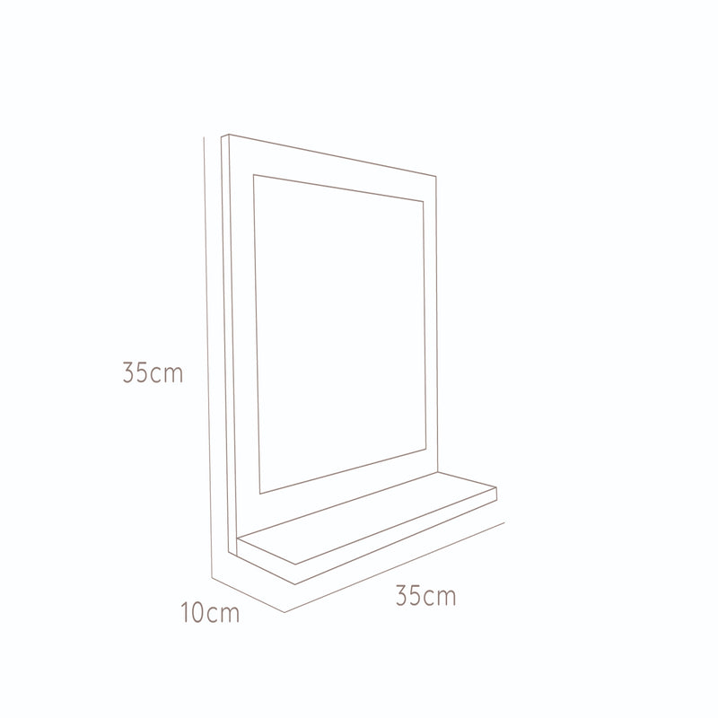 Espejo Make-up 35x35cm Rectangular Con Marco En Madera