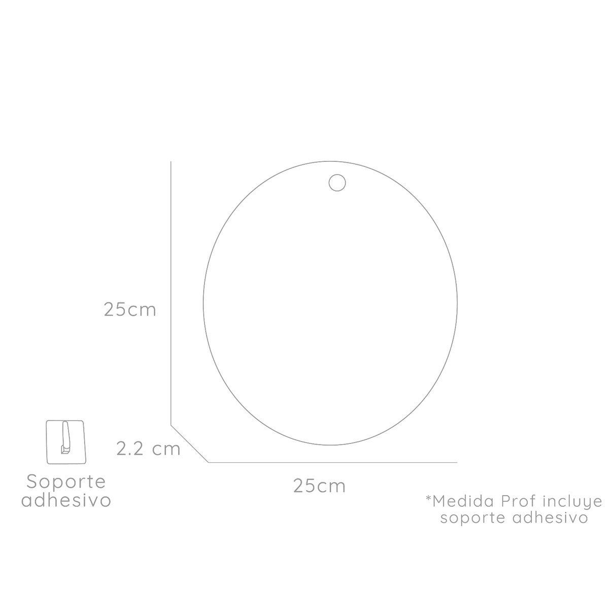 Espejo Terra 25x25cm Redondo Sin Marco - Espejos Decorativos | Bylmo