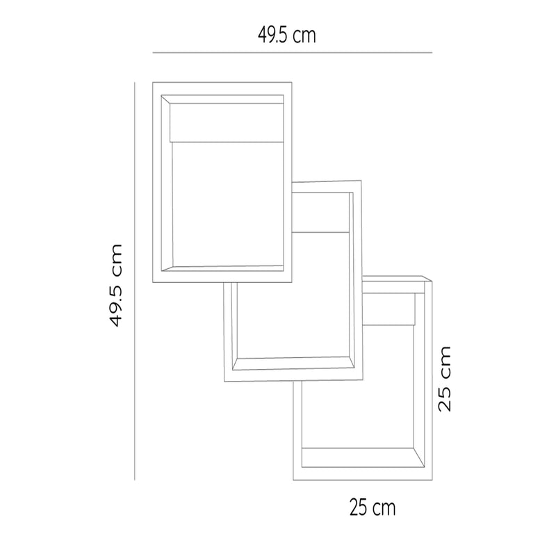 Set De 3 Repisas Ali Cafe 49x49cm Cuadrado
