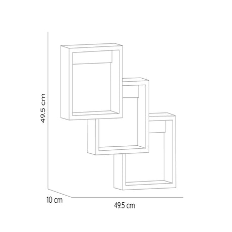 Set de 3 Repisas Ali Cafe 49x49cm Cuadrado - Repisas y Percheros | Bylmo