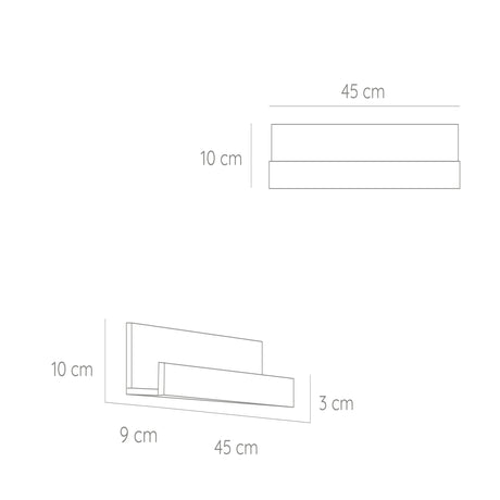 Repisa Julia Blanco 10x45cm en Forma de J - Repisas y Percheros | Bylmo