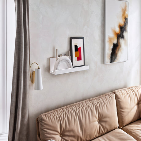 Repisa Julia Blanco 10x45cm en Forma de J - Repisas y Percheros | Bylmo