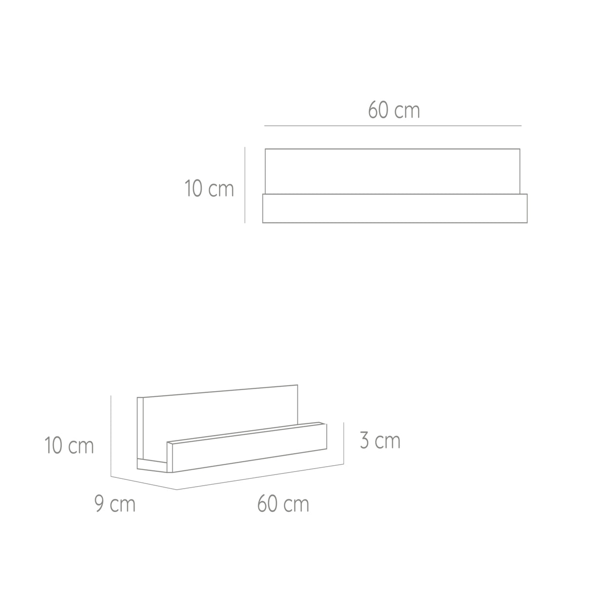 Repisa Julia Blanco 10x60cm en Forma de J - Repisas y Percheros | Bylmo