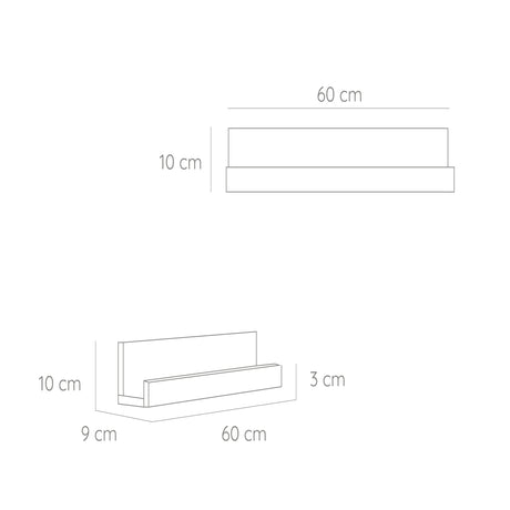 Repisa Julia Blanco 10x60cm en Forma de J - Repisas y Percheros | Bylmo