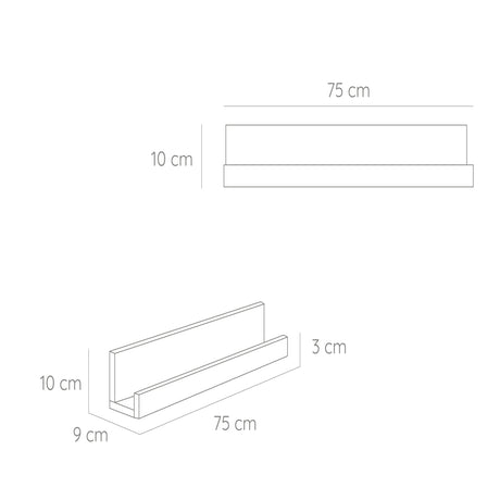 Repisa Julia Blanco 10x75cm en Forma de J - Repisas y Percheros | Bylmo