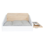 Combo Cama Y Comedero Para Mascota Sammy Cafe 90x25cm Para Gatos Medianos