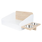 Combo Cama y Comedero para Mascota Sammy Cafe 90x25cm Para Gatos Medianos - Muebles para Mascotas | Bylmo