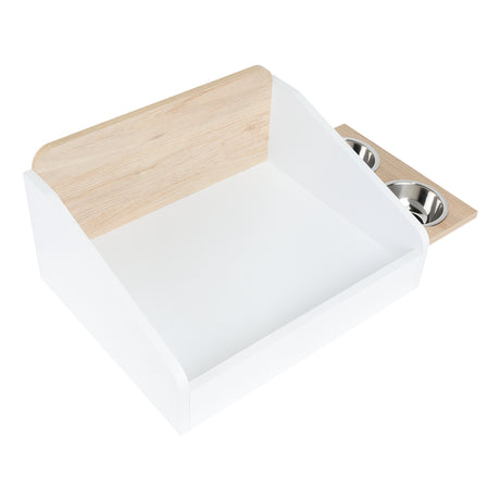 Combo Cama y Comedero para Mascota Sammy Cafe 90x25cm Para Gatos Medianos - Muebles para Mascotas | Bylmo