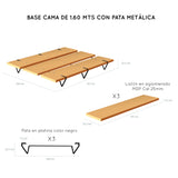 Base Cama Rebecca Madera Clara Natural 160x197cm Para Colchón Queen 160 X 190 Cm - Camas | Bylmo