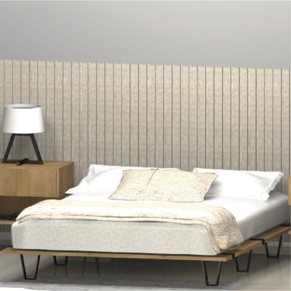 Base Cama Rebecca Madera Clara Natural 160x197cm Para Colchón Queen 160 X 190 Cm - Camas | Bylmo