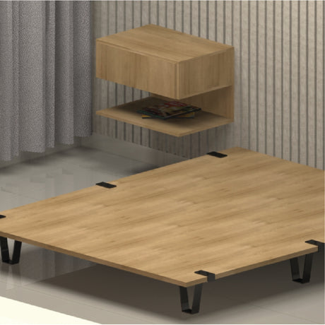 Base Cama Rebecca Madera Clara Natural 160x197cm Para Colchón Queen 160 X 190 Cm - Camas | Bylmo