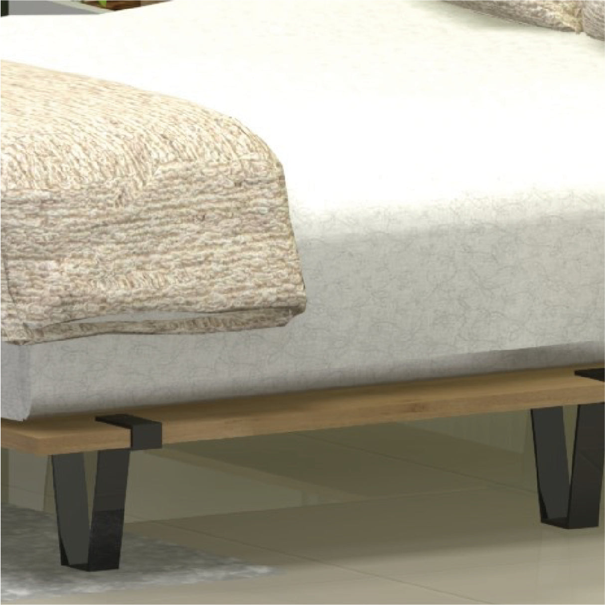 Base Cama Rebecca Madera Clara Natural 160x197cm Para Colchón Queen 160 X 190 Cm - Camas | Bylmo