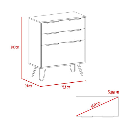 Cómoda Concepto D Duna 76.5x93cm Con Patas y Tres Cajones - Cajoneras y Comodas | Bylmo