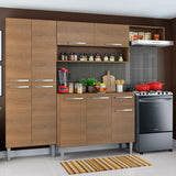 Cocina Integral Emilly Top Marron 229x186cm Con Mesón de Madera - Cocinas | Bylmo