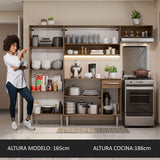 Cocina Integral Emilly Top Marron 229x186cm Con Mesón de Madera - Cocinas | Bylmo