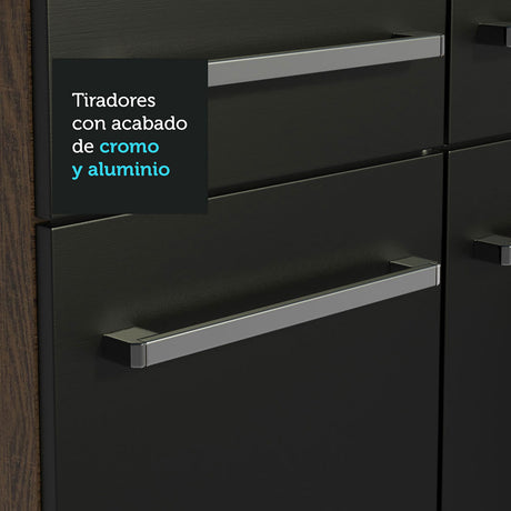 Cocina Integral Emilly Top Marron y Negro 229x186cm con Mesón de Madera - Cocinas | Bylmo