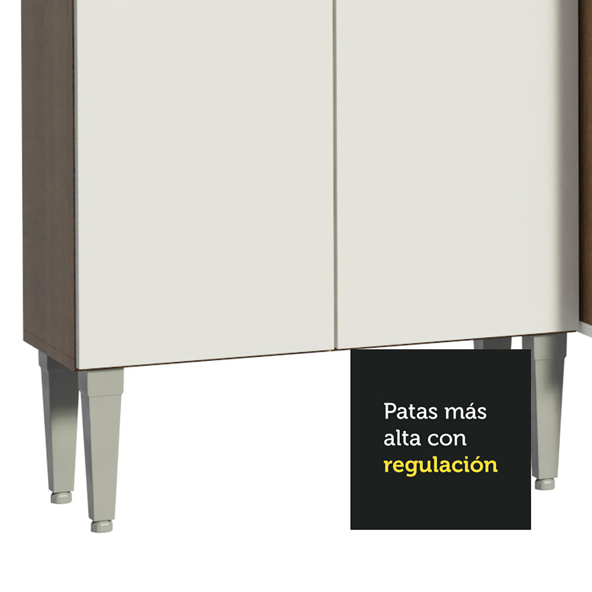 Cocina Integral Emilly Top Marron y Blanco 229x186cm con Mesón de Madera - Cocinas | Bylmo