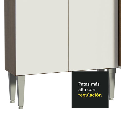 Cocina Integral Emilly Top Marron y Blanco 229x186cm con Mesón de Madera - Cocinas | Bylmo