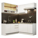 Cocina Integral Glamy Blanco 349x225cm sin Mesón con Puertas de Cristal Reflex - Cocinas | Bylmo