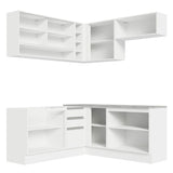 Cocina Integral Glamy Blanco 349x225cm sin Mesón con Puertas de Cristal Reflex - Cocinas | Bylmo