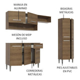 Cocina Integral Emilly Pop Marron 229x186cm con Mesón - Cocinas | Bylmo
