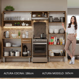 Cocina Integral Emilly Pop Marron y Negro 229x186cm con Mesón de Madera - Cocinas | Bylmo