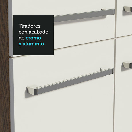 Cocina Integral Emilly Pop Marron y Blanco 229x186cm con Mesón de Madera - Cocinas | Bylmo