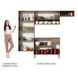 Cocina Integral Emilly Fit Marron 229x201cm con Mesón de Madera - Cocinas | Bylmo