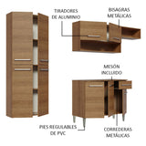 Cocina Integral Emilly Fit Marron 229x201cm con Mesón de Madera - Cocinas | Bylmo