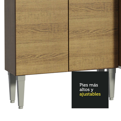 Cocina Integral Emilly Fit Marron 229x201cm con Mesón de Madera - Cocinas | Bylmo