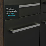 Cocina Integral Emilly Marron y Negro 229x186cm con Mesón de Acero Inoxidable - Cocinas | Bylmo