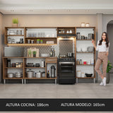 Cocina Integral Emilly Marron 293x186cm con Mesón de Madera - Cocinas | Bylmo