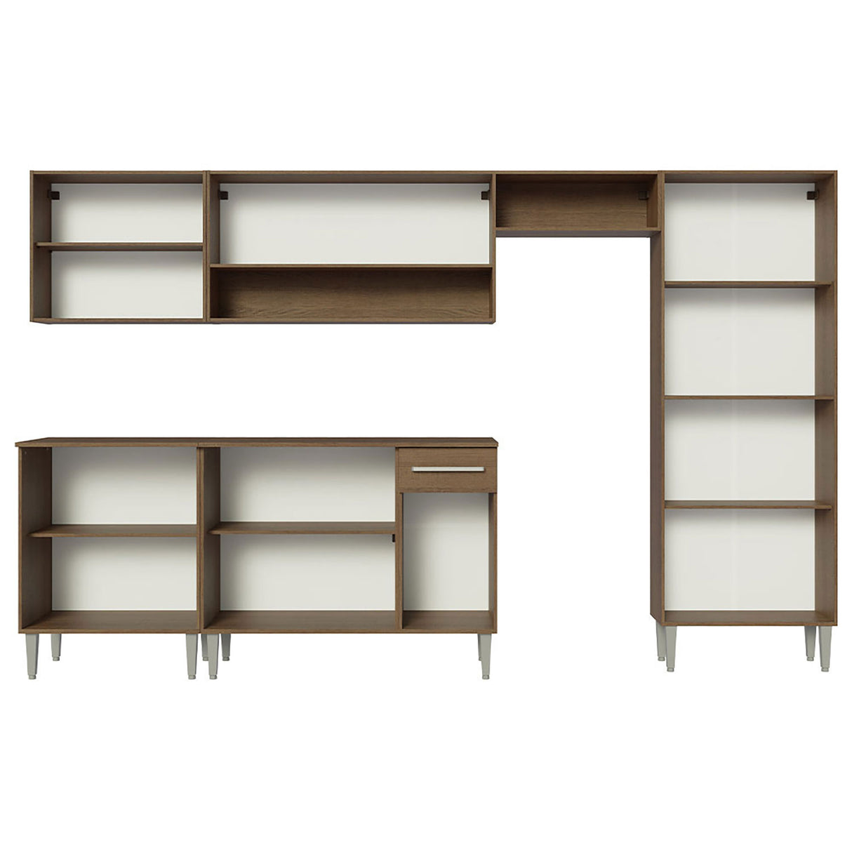 Cocina Integral Emilly Marron 293x186cm con Mesón de Madera - Cocinas | Bylmo