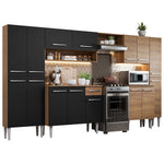 Cocina Integral Emilly Joy Marron Y Negro 325x186cm Sin Mesón