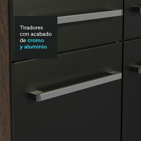 Cocina Integral Emilly Joy Marron y Negro 325x186cm con Mesón de Madera - Cocinas | Bylmo