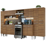 Cocina Integral Emilly Marron 325x186cm con Mesón de Madera - Cocinas | Bylmo
