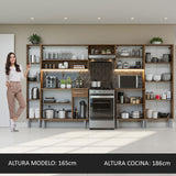 Cocina Integral Emilly Marron 325x186cm con Mesón de Madera - Cocinas | Bylmo