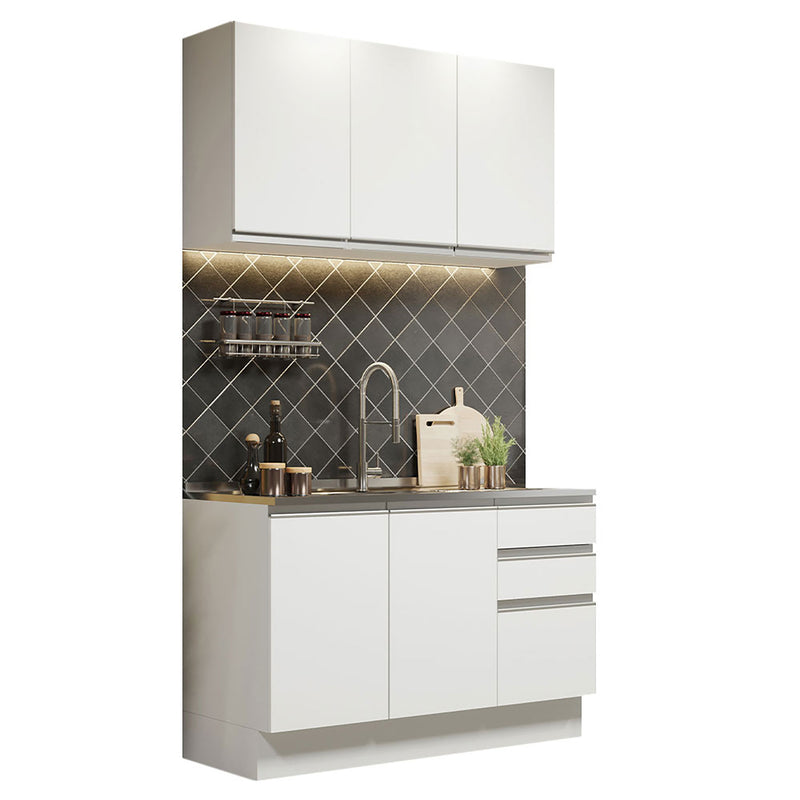 Cocina Integral Glamy Blanco 120x225cm Sin Mesón