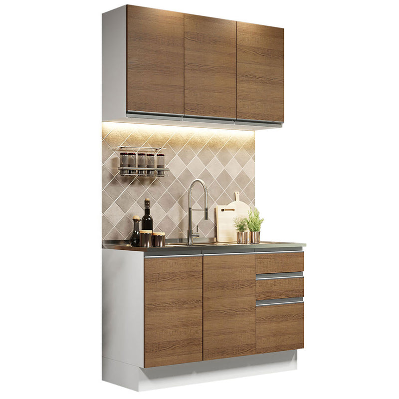 Cocina Integral Glamy Marron 120x225cm Sin Mesón