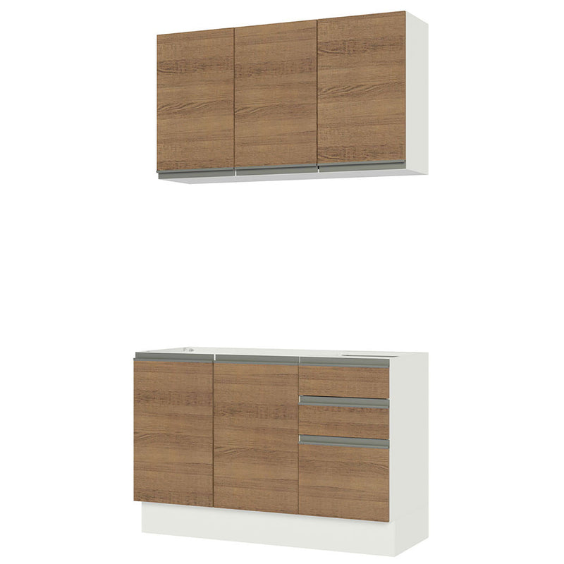 Cocina Integral Glamy Marron 120x225cm Sin Mesón