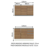 Cocina Integral Glamy Marron 120x225cm sin Mesón - Cocinas | Bylmo