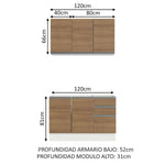 Cocina Integral Glamy Marron 120x225cm Sin Mesón