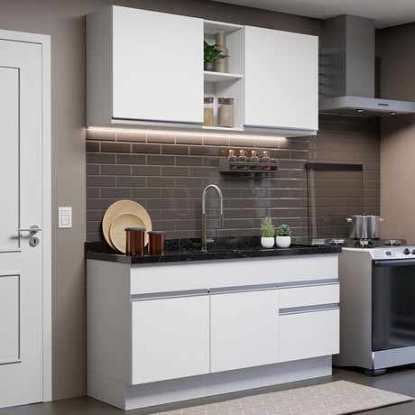 Cocina Integral Glamy Blanco 150x225cm sin Mesón - Cocinas | Bylmo