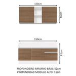 Cocina Integral Glamy Blanco Y Marron 150x225cm Sin Mesón