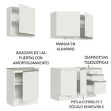 Cocina Integral Glamy Blanco 180x225cm con Mesón de Madera - Cocinas | Bylmo