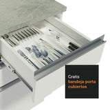 Cocina Integral Glamy Blanco 180x225cm con Mesón de Madera - Cocinas | Bylmo