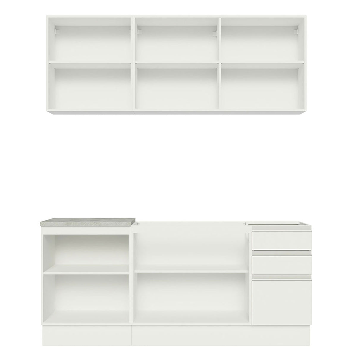 Cocina Integral Glamy Blanco 180x225cm con Mesón de Madera - Cocinas | Bylmo