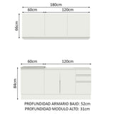 Cocina Integral Glamy Blanco 180x225cm con Mesón de Madera - Cocinas | Bylmo